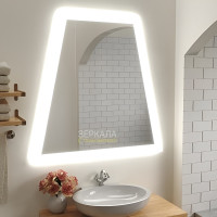 Зеркало в форме трапеции в ванную комнату с подсветкой Гави 85х85 cм