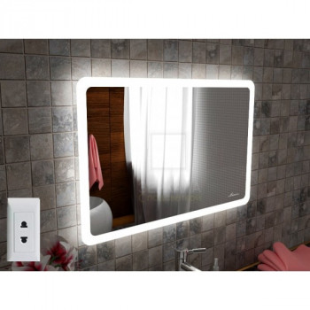 Зеркало с подсветкой и встроенной розеткой для ванной комнаты Катани